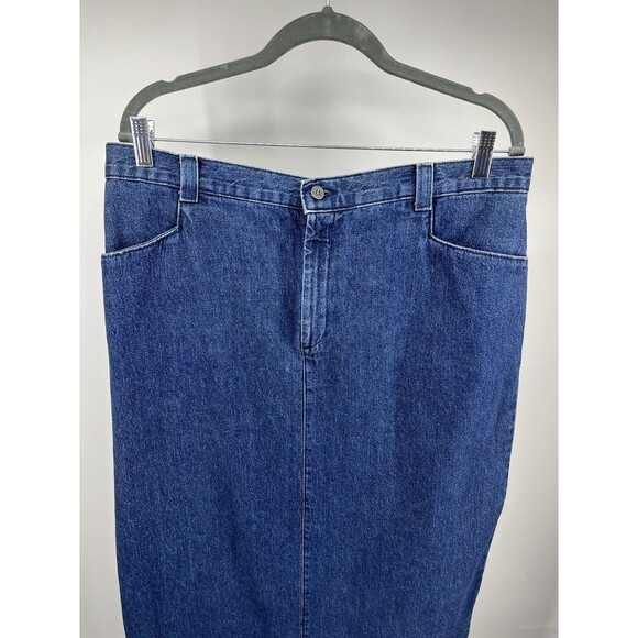 Vintage Lee Denim Jean Midi Skirt Size 18 Pockets Cotton Y2k 90s Modest Blue - Picture 3 of 12